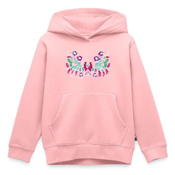 fleurs hongroises, vrilles, florales, roses, fleurs - Sweat Premium à capuche enfant bio - rose - Devant - AI Model Kid Female (0cm)