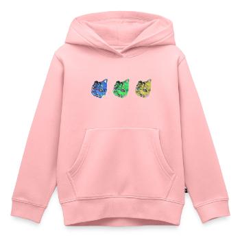 chat, bleu, peinture, chaton, warhol, pop art - Sweat Premium à capuche enfant bio - rose - Devant - AI Model Kid Female (0cm)
