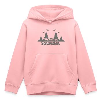 elch, suède, nature, été, norvège, skyline, - Sweat Premium à capuche enfant bio - rose - Devant - AI Model Kid Female (0cm)
