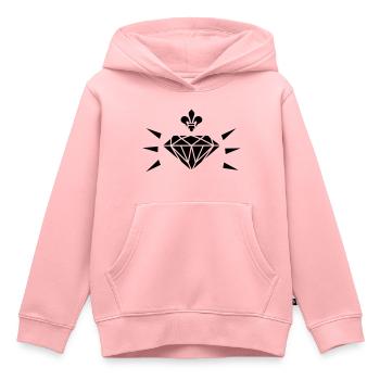 Diamant mit Lilie / diamond with fleur de lis (1c) - Kids Premium Organic Hoodie - rose - Front - AI Model Kid Female (0cm)