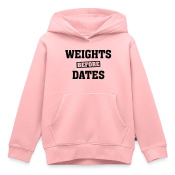 Weights Before Dates - Sweat Premium à capuche enfant bio - rose - Devant - AI Model Kid Female (0cm)