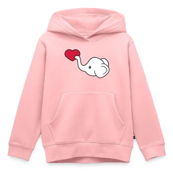 tête d'éléphant coeur amour donner en amour assis - Sweat Premium à capuche enfant bio - rose - Devant - AI Model Kid Female (0cm)