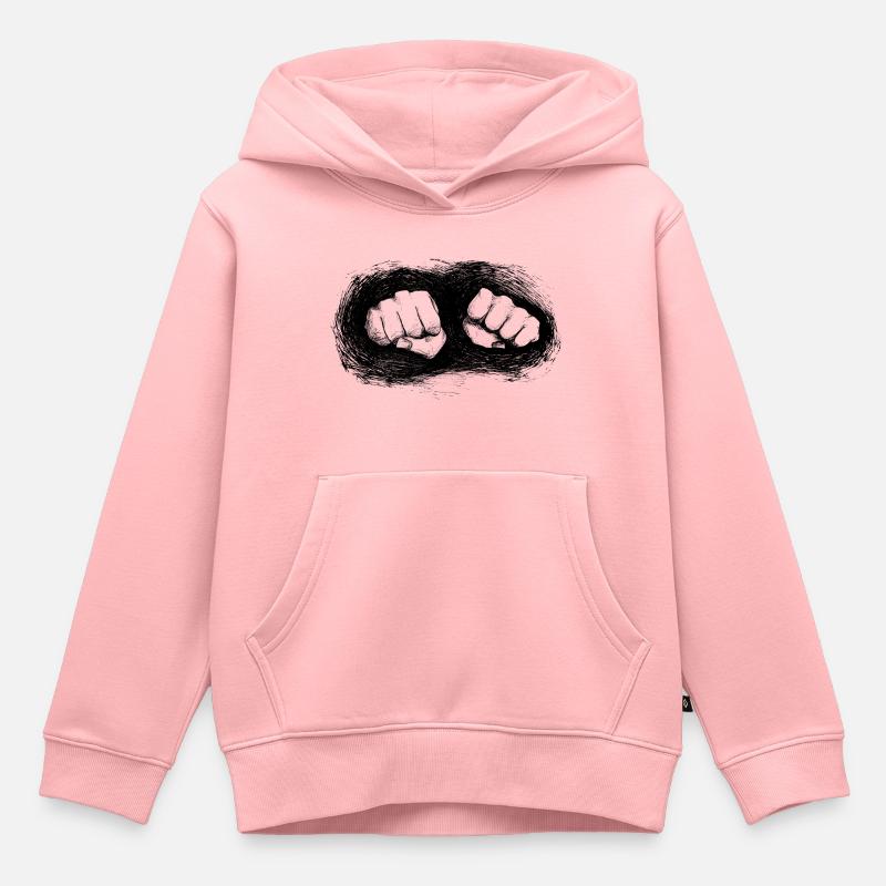 Poings Fermés - Sweat Premium à capuche enfant bio - rose