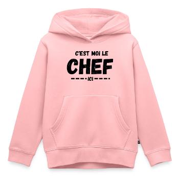 C'est moi le Chef ici - Sweat Premium à capuche enfant bio - rose - Devant - AI Model Kid Female (0cm)