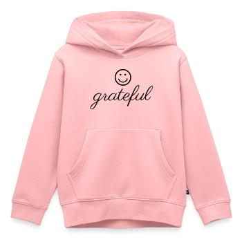 Reconnaissant - Sweat Premium à capuche enfant bio - rose - Devant - AI Model Kid Female (0cm)