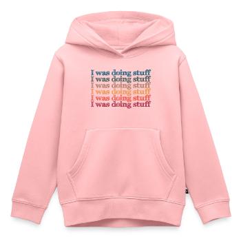 I was doing stuff - Kinder Premium Organic Hoodie - Rosa - Vorne - AI Model Kid Female (0cm)