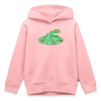 Mignonne grenouille verte sur un nénuphar - Sweat Premium à capuche enfant bio - rose - Devant - AI Model Kid Female (0cm)