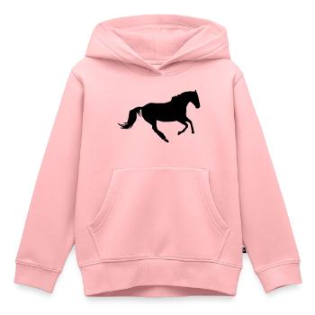 Cheval au galop - Sweat Premium à capuche enfant bio - rose - Devant - AI Model Kid Female (0cm)