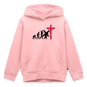 evolution mensch jesus christus glauben kreuz kreu - Kinder Premium Organic Hoodie - Rosa - Vorne - AI Model Kid Female (0cm)