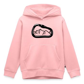 Climbing, Carabiner & Mountain - Sweat Premium à capuche enfant bio - rose - Devant - AI Model Kid Female (0cm)