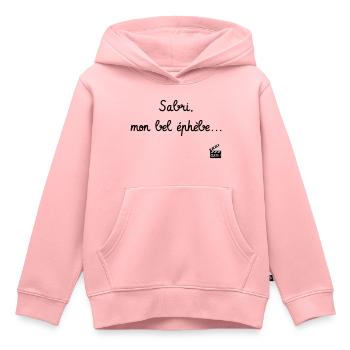 Sabri, mon bel éphèbe... Citation Série H - Humour - Sweat Premium à capuche enfant bio - rose - Devant - AI Model Kid Female (0cm)