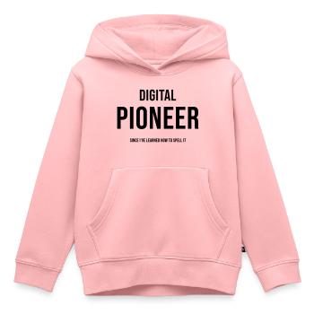 Pionnier du numérique Depuis que j’ai appris à l’épeler - Sweat Premium à capuche enfant bio - rose - Devant - AI Model Kid Female (0cm)