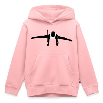 Gymnastes sur anneaux, Gymnastique, Gymnastique masculine - Sweat Premium à capuche enfant bio - rose - Devant - AI Model Kid Female (0cm)
