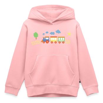 Train avec des wagons - Sweat Premium à capuche enfant bio - rose - Devant - AI Model Kid Female (0cm)