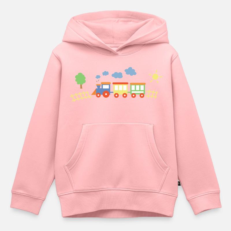 Train avec des wagons - Sweat Premium à capuche enfant bio - rose