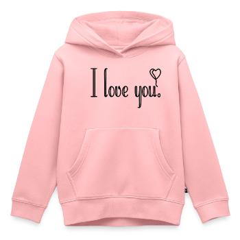 Je t’aime - Sweat Premium à capuche enfant bio - rose - Devant - AI Model Kid Female (0cm)