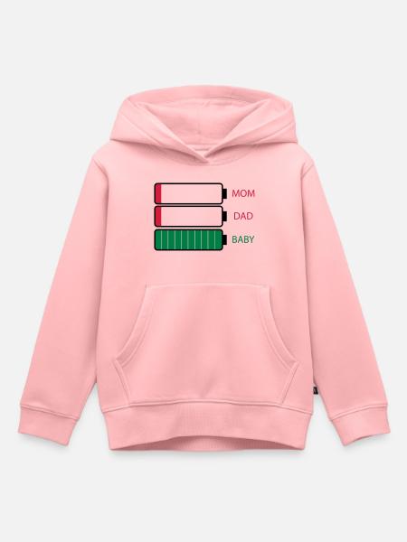 Parents vider la batterie - Sweat Premium à capuche enfant bio - rose