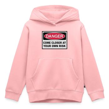 danger - Sweat Premium à capuche enfant bio - rose - Devant - AI Model Kid Female (0cm)