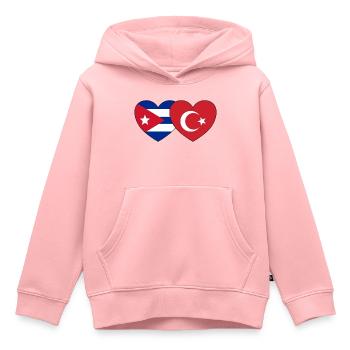 Kuba Türkei Flagge Herz - Kinder Premium Organic Hoodie - Rosa - Vorne - AI Model Kid Female (0cm)