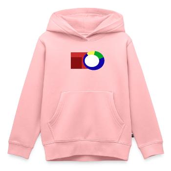 Abstrakte_Rundform_schubst_das_Eckige - Kinder Premium Organic Hoodie - Rosa - Vorne - AI Model Kid Female (0cm)