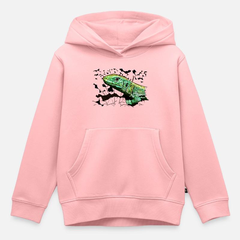 Eine Eidechse im Garten - Kinder Premium Organic Hoodie - Rosa