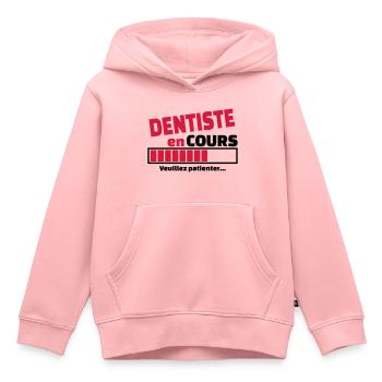 dentiste en cours - Sweat Premium à capuche enfant bio - rose - Devant - AI Model Kid Female (0cm)