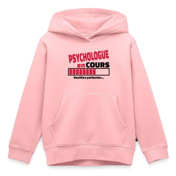 psychologue en cours - Sweat Premium à capuche enfant bio - rose - Devant - AI Model Kid Female (0cm)