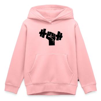 POIDS de formation de culturisme soulever des - Sweat Premium à capuche enfant bio - rose - Devant - AI Model Kid Female (0cm)