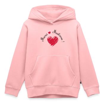 merci maîtresse coeur cadeau de fin d'année - Sweat Premium à capuche enfant bio - rose - Devant - AI Model Kid Female (0cm)