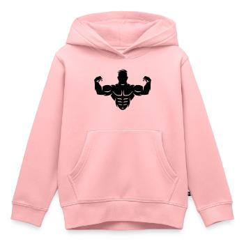 Bodybuilder (Bodybulding, Biceps, Athletic Sports) - Kids Premium Organic Hoodie - rose - Front - AI Model Kid Female (0cm)