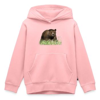 Ours dans la prairie de fleurs - Sweat Premium à capuche enfant bio - rose - Devant - AI Model Kid Female (0cm)