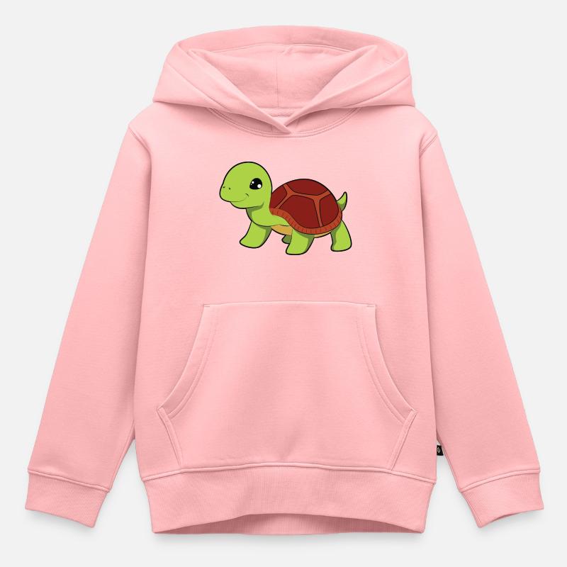 Tortue - Sweat Premium à capuche enfant bio - rose
