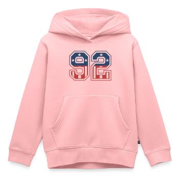 Nummer 92 USA - Kinder Premium Organic Hoodie - Rosa - Vorne - AI Model Kid Female (0cm)