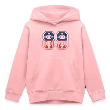 Nummer 89 USA - Kinder Premium Organic Hoodie - Rosa - Vorne - AI Model Kid Female (0cm)