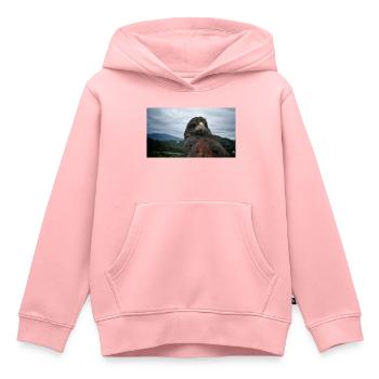 Steinadler auf bergiger Landschaft - Kinder Premium Organic Hoodie - Rosa - Vorne - AI Model Kid Female (0cm)