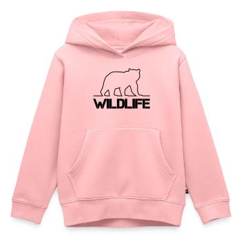 Silhouette d’ours Faune - Sweat Premium à capuche enfant bio - rose - Devant - AI Model Kid Female (0cm)