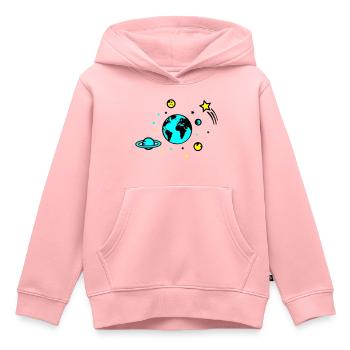 Univers 02 - Sweat Premium à capuche enfant bio - rose - Devant - AI Model Kid Female (0cm)