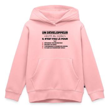 Un Développeur Écrit du Code Cadeau - Sweat Premium à capuche enfant bio - rose - Devant - AI Model Kid Female (0cm)