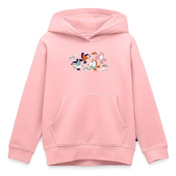 Lebhafte Schwarmfliegende Vögel - Kinder Premium Organic Hoodie - Rosa - Vorne - AI Model Kid Female (0cm)