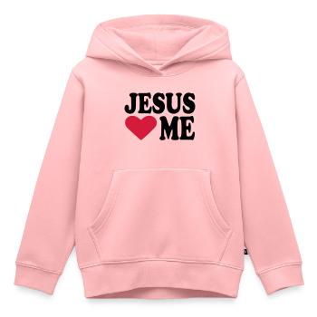 Jesus - Sweat Premium à capuche enfant bio - rose - Devant - AI Model Kid Female (0cm)