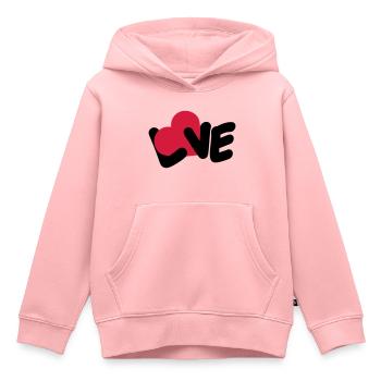 Texte d’amour Logo de la Saint-Valentin Déclaration d’amour du cœur - Sweat Premium à capuche enfant bio - rose - Devant - AI Model Kid Female (0cm)