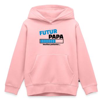 futur papa veuillez patienter - Sweat Premium à capuche enfant bio - rose - Devant - AI Model Kid Female (0cm)