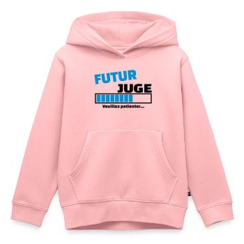 futur juge - Sweat Premium à capuche enfant bio - rose - Devant - AI Model Kid Female (0cm)