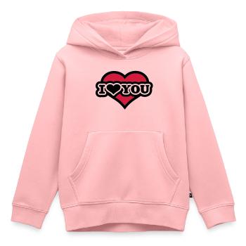 I love you - Sweat Premium à capuche enfant bio - rose - Devant - AI Model Kid Female (0cm)