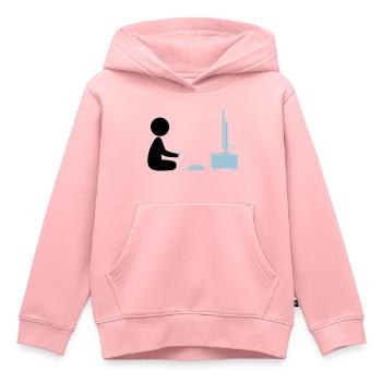 Un garçon joue avec sa console de jeux - Sweat Premium à capuche enfant bio - rose - Devant - AI Model Kid Female (0cm)