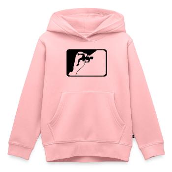 création de logo sport escalade - Sweat Premium à capuche enfant bio - rose - Devant - AI Model Kid Female (0cm)
