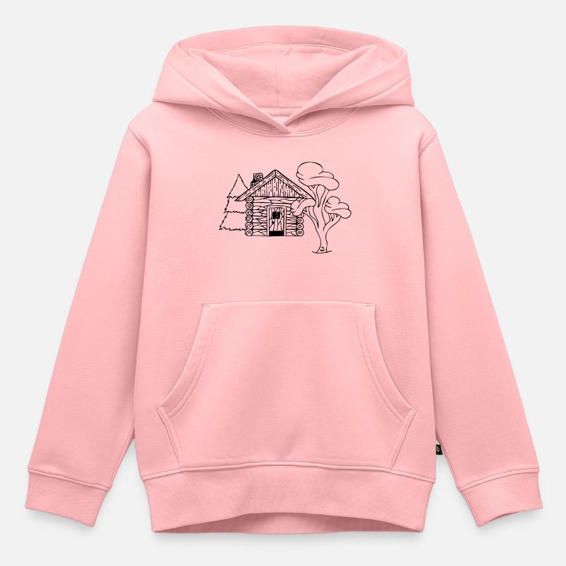 Cube de cabane en bois - Sweat Premium à capuche enfant bio - rose