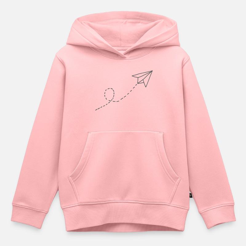 Avion en papier - Sweat Premium à capuche enfant bio - rose
