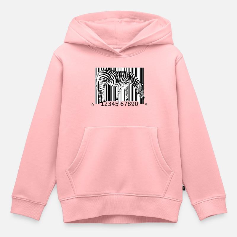 Code-barres Zebra - Sweat Premium à capuche enfant bio - rose