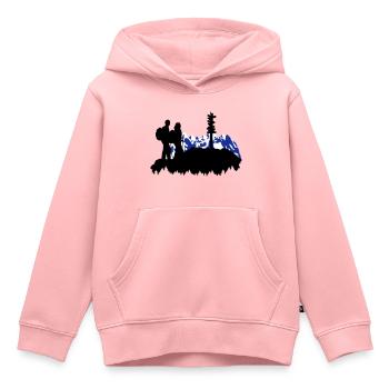 Randonnées en montagne - Randonneurs - Sweat Premium à capuche enfant bio - rose - Devant - AI Model Kid Female (0cm)